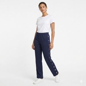 Michael Kors Logo Tape Buttoned Track Pants Navy Blue M 90s Athleisure